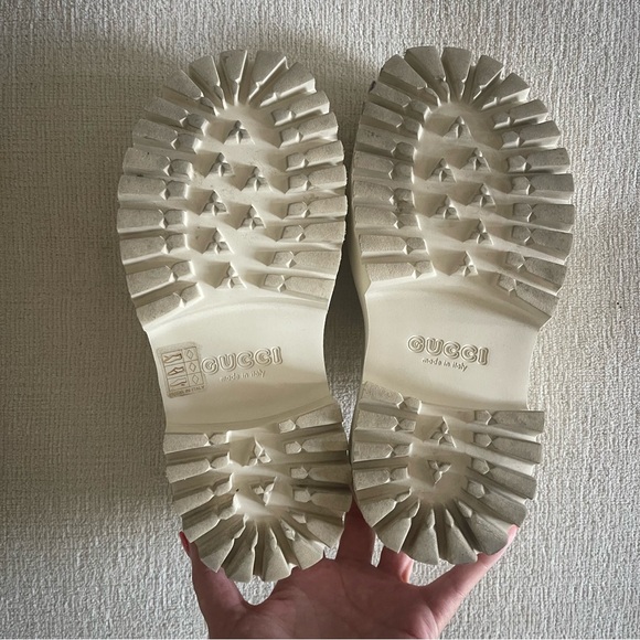 Gucci Perforated Rubber Clogs Platform Mule Cream Perforated G - Picture 3 of 7